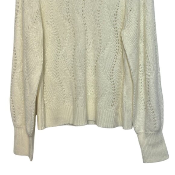 Harlow & Rose Cable Knit Sweater Womens Large Cream Long Sleeve Lightweight - Picture 4 of 6